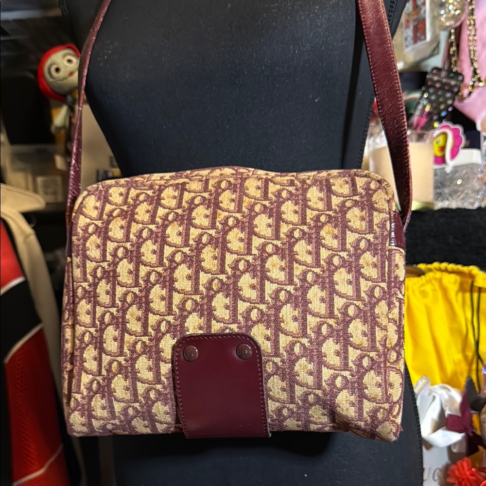 Dior Tan and Purple Shoulder Bag with Monogram Design - Picture 2 of 9